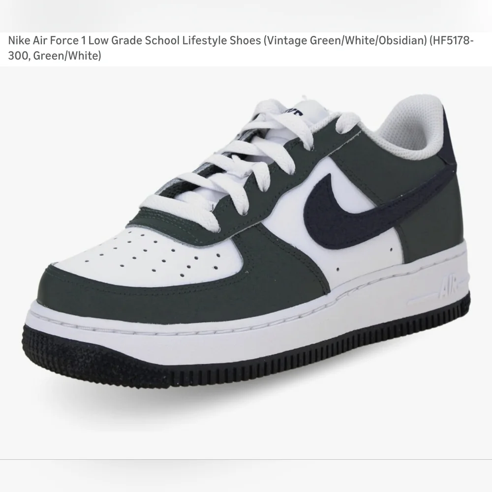 Nike Air Force 1 Low Grade School Lifestyle Shoes (Vintage Green/White/Obsidian)